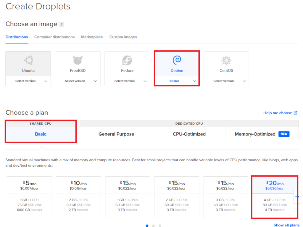 DigitalOcean DataCenter debian