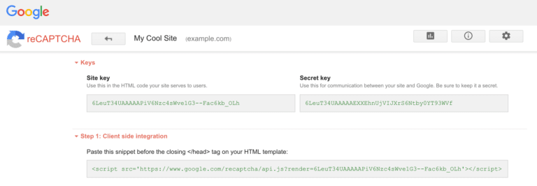 Google reCAPTCHA admin 