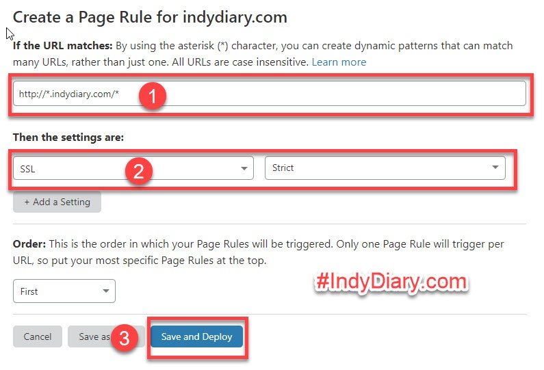 create CloudFlare Page rule