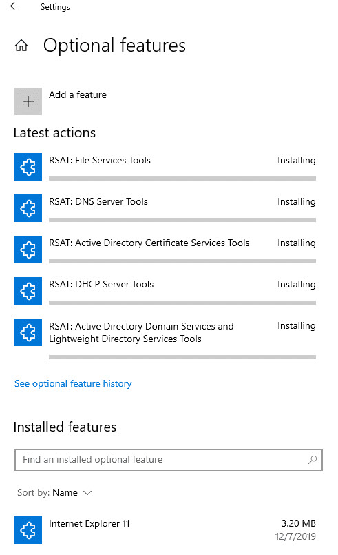 Remote Server Administration Tools for Windows 10 2004